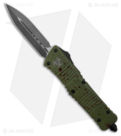 Microtech Combat Troodon Outbreak  OTF Knife Green/Red Al (3.8" Apoc) 142-1OBDS