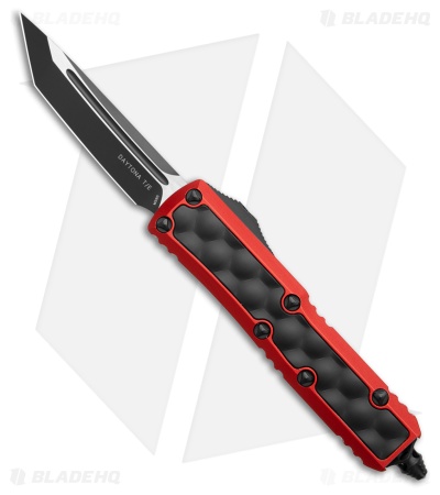 Microtech Daytona T/E OTF Automatic Knife Red Al/Black Bubble Inlay (3" Black)