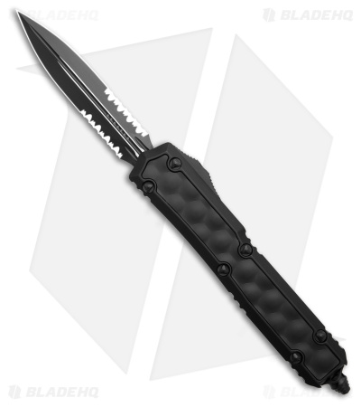 Microtech Makora D/E OTF Auto Knife Black Bubble Inlay (3.4" Black Serr)