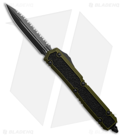 Microtech Makora Sig Series OTF Auto Knife OD Green Black (3.4" Black Serr)