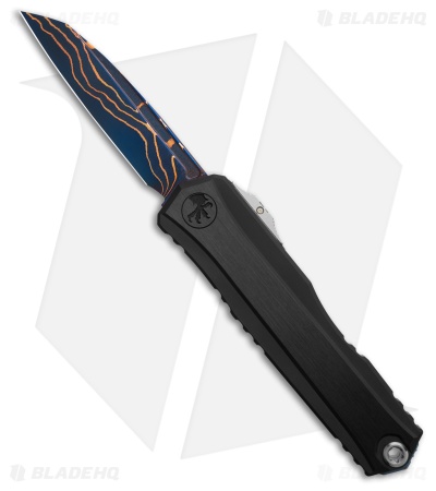 Marfione Custom Cypher S/E OTF Knife Hefted Black Al (4" Blued Coppermai)