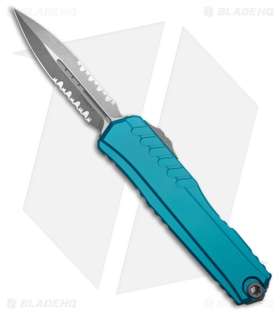 Microtech Cypher II D/E OTF Automatic Knife Blue Al (3.5" Apoc Serr) 1242-11APBL