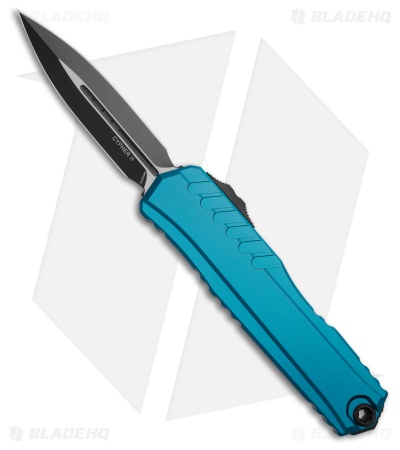 Microtech Cypher II D/E OTF Automatic Knife Blue Al (3.5" Black) 1242-1BL