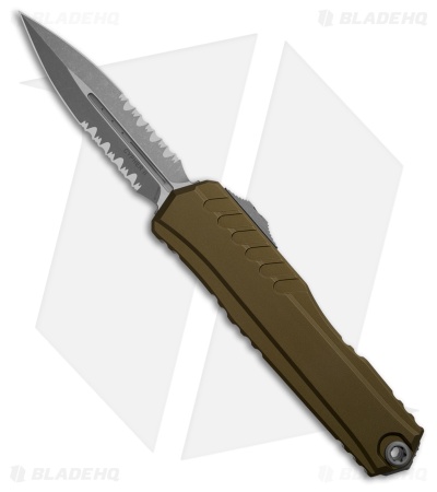 Microtech Cypher II D/E OTF Automatic Knife OD Green Al (3.5" Apocalyptic Serr)
