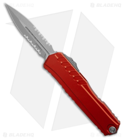 Microtech Cypher II D/E OTF Automatic Knife Red Al (3.5" SW Serr) 1242-11RD