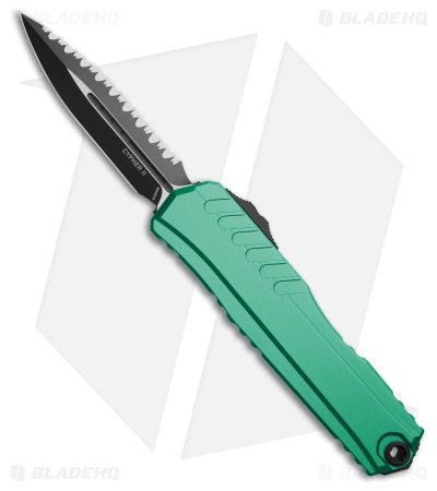 Microtech Cypher II D/E OTF Automatic Knife Turquoise Al (3.5" Black Full Serr)