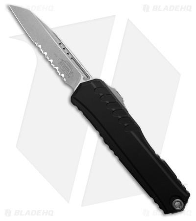 Microtech Cypher II S/E OTF Automatic Knife Black Aluminum (3.5" Stonewash Serr)