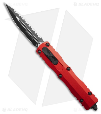 Microtech Dirac D/E OTF Automatic Knife Red Aluminum (2.9" Black Full Serr)