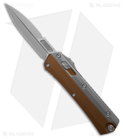 Microtech Glykon OTF Automatic Knife Tan Aluminum + Titanium (3.75" Stonewash)