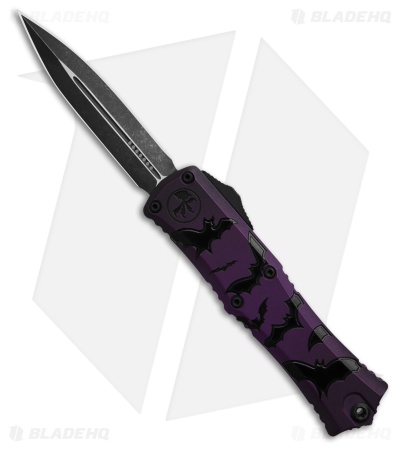 Microtech Hera II Mini D/E SS OTF Knife Purple Aluminum + Bats (2.9" Black SW)