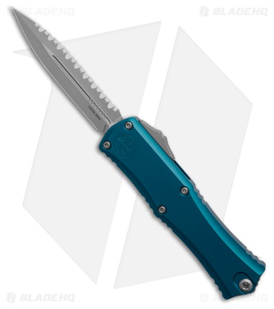 Microtech Hera II Mini D/E OTF Automatic Knife Blue Al (2.9" Satin Full Serr)