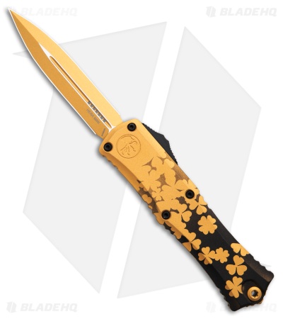 Microtech Hera II Mini D/E SS OTF Knife St. Patrick's Day Gold (2.9" Gold)