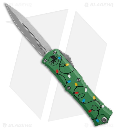 Microtech Hera II Mini D/E SS OTF Automatic Knife Christmas Green (2.9" SW)