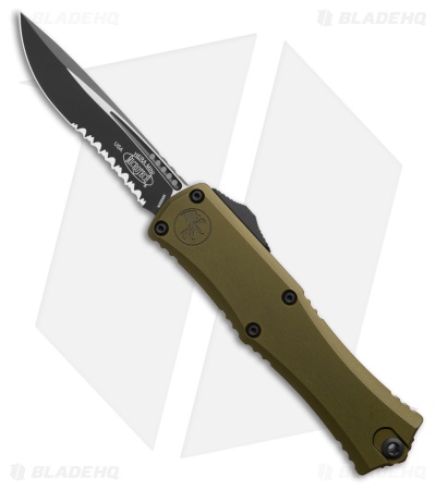 Microtech Hera II Mini Recurve OTF Automatic Knife OD Green Al (3" Black Serr)