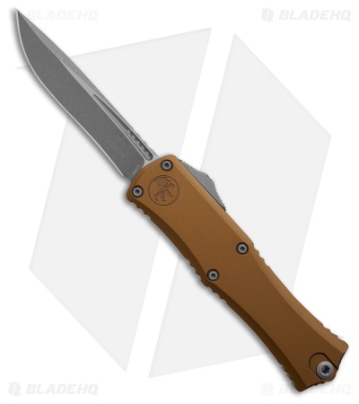 Microtech Hera II Mini Recurve OTF Automatic Knife Tan Aluminum (3" Apocalyptic)