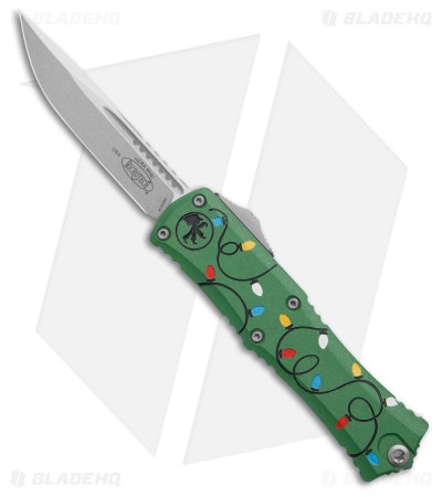Microtech Hera II Mini S/E OTF Automatic Knife Christmas Green (2.9" Stonewash)