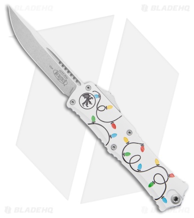 Microtech Hera II Mini S/E OTF Automatic Knife Christmas White (2.9" Stonewash)