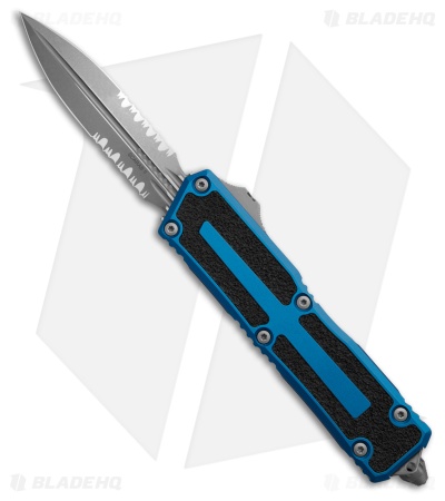 Microtech Scarab II Gen III D/E OTF Knife Blue Al (4" Apoc Serr) 1280-11APBL