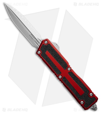 Microtech Scarab II Gen III D/E OTF Knife Red Al (4" SW Full Serr) 1280-12RD
