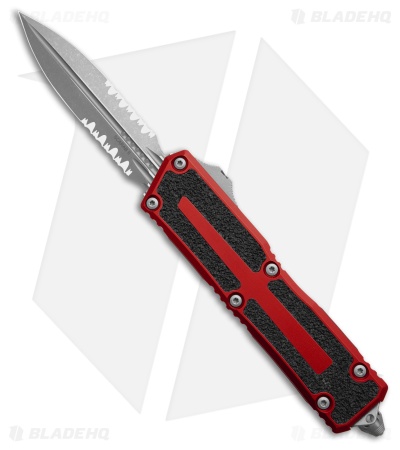 Microtech Scarab II Gen III D/E OTF Knife Red Al (4" Apoc Serr) 1280-11APRD