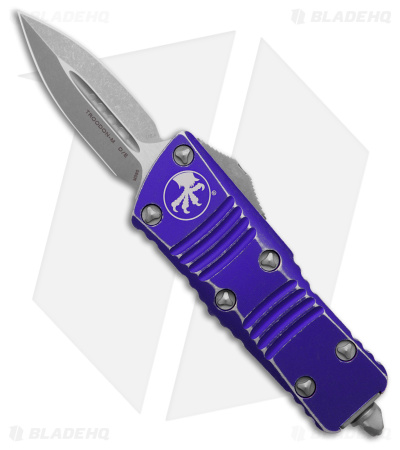 Microtech Troodon Mini D/E CA Legal OTF Auto Knife Distressed Purple (1.9"AP)