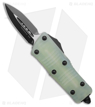 Microtech Troodon Mini D/E OTF Automatic Knife Jade G-10/Black Al (1.9" Black)