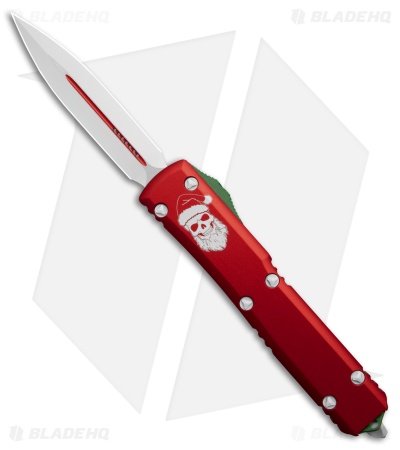 Microtech Ultratech D/E OTF Automatic Knife Red Candy Cane (3.4" White)