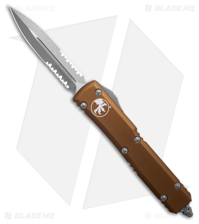 Microtech Ultratech D/E OTF Automatic Knife Tan Al (3.4" Apocalyptic Serr)