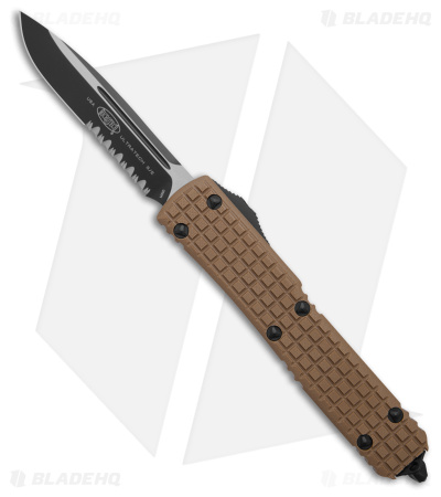 Microtech Ultratech S/E OTF Auto Knife Tan Frag (3.4" Black Serr) 121-2FRGTTAS