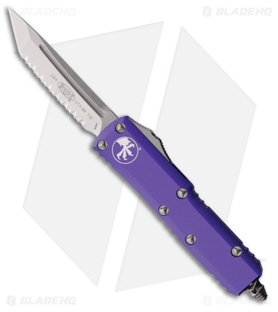 Microtech Ultratech Spartan OTF Automatic Knife Purple Al (3.4" Satin Full Serr)