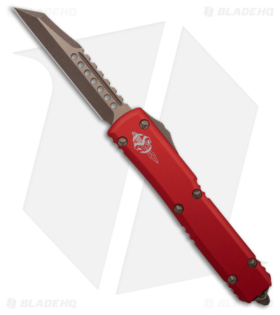 Microtech Ultratech Warhound SS OTF Auto Knife Red Al (3.4" Apocalyptic Bronzed)