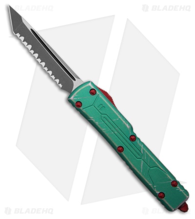 Microtech UTX-70 T/E Automatic OTF Knife Bounty Hunter Green (2.4" AP Serr)