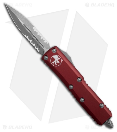 Microtech UTX-85 D/E OTF Automatic Knife Merlot Red Al (3.1" Apocalyptic Serr)