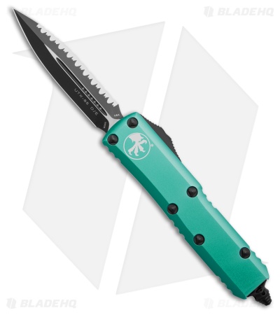 Microtech UTX-85 D/E OTF Automatic Knife Turquoise (3.1" Black Full Serr)