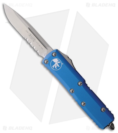 Microtech UTX-85 S/E OTF Automatic Knife Blue Aluminum (3.1" Stonewash Serr)