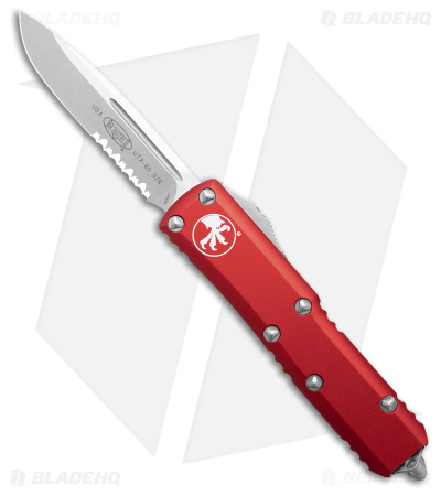 Microtech UTX-85 S/E OTF Automatic Knife Red (3.1" Stonewash Serr) 231-11RD