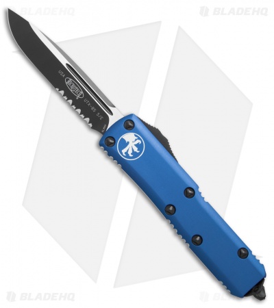 Microtech UTX-85 S/E OTF Automatic Knife Blue (3.125" Black Serr) 231-2BL