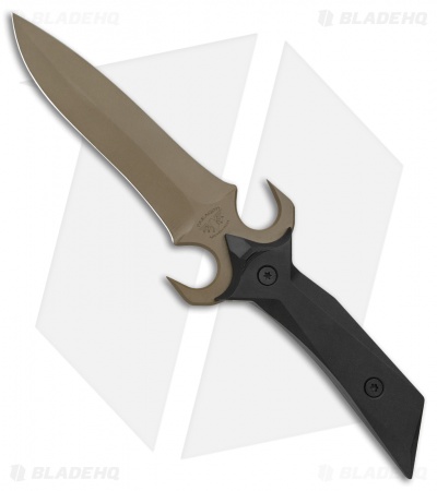 Paragon A-2 Fighter Fixed Blade Knife Dagger Black Aluminum (5.5" Tan)