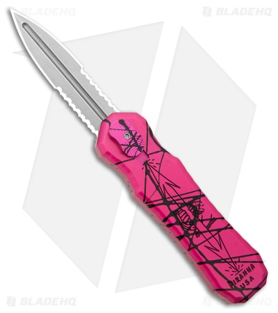 Piranha Excalibur D/A OTF Automatic Knife Pink Aluminum (3.2" SW Serrated)