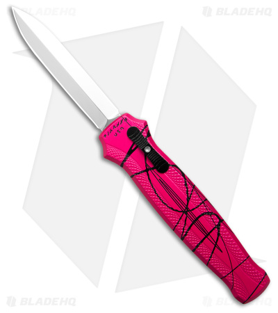Piranha Rated-X  D/A Dagger OTF Automatic Knife Pink Alum (3.5 Mirror) P-20PK