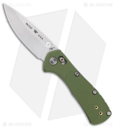Buck 790 Mini Range Pro Crossbar Lock Knife Green GFN (2.6" Satin) 0790GRS1-B