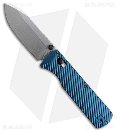 Vosteed Vombat Drop Point Crossbar Lock Knife Steel Blue Aluminum (2.9" SW)