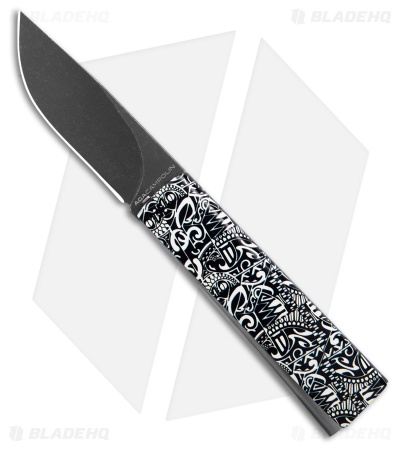 AGA Campolin Dragonfly Gravity Knife Black/White Tribal (2.9