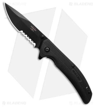 Bear & Son Sideliner Liner Lock Knife Black Zytel (3.4" Black Serr) 778BSR