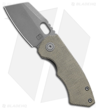 BergBlades Mini Slim 2.0 Liner Lock Knife Green Micarta (2.4" Stonewash)