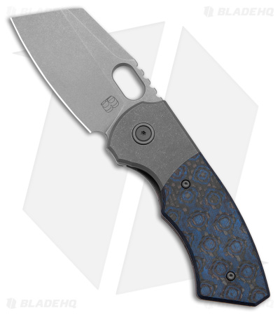 BergBlades Slim Frame Lock Knife Fat Carbon Blue Rose (2.65" Stonewash)