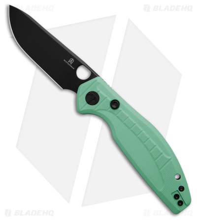 Bestechman Angry Owl Button Lock Knife Aqua G-10 (3.25" Black PVD) BMK12B-2