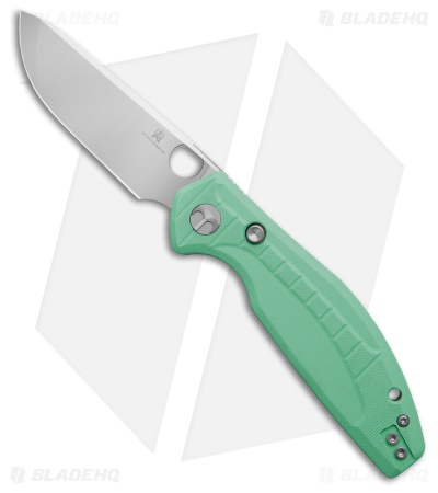 Bestechman Angry Owl Button Lock Knife Aqua G-10 (3.25" Satin/SW) BMK12B-1