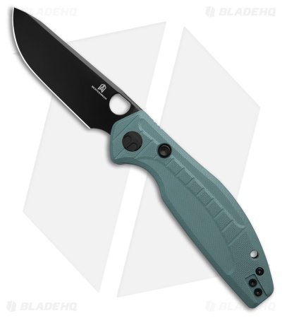 Bestechman Angry Owl Button Lock Knife Gray G-10 (3.25" Black PVD) BMK12C-2