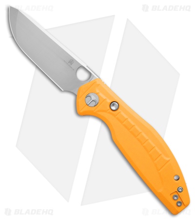 Bestechman Angry Owl Button Lock Knife Yellow G-10 (3.25" Satin/SW) BMK12A-1